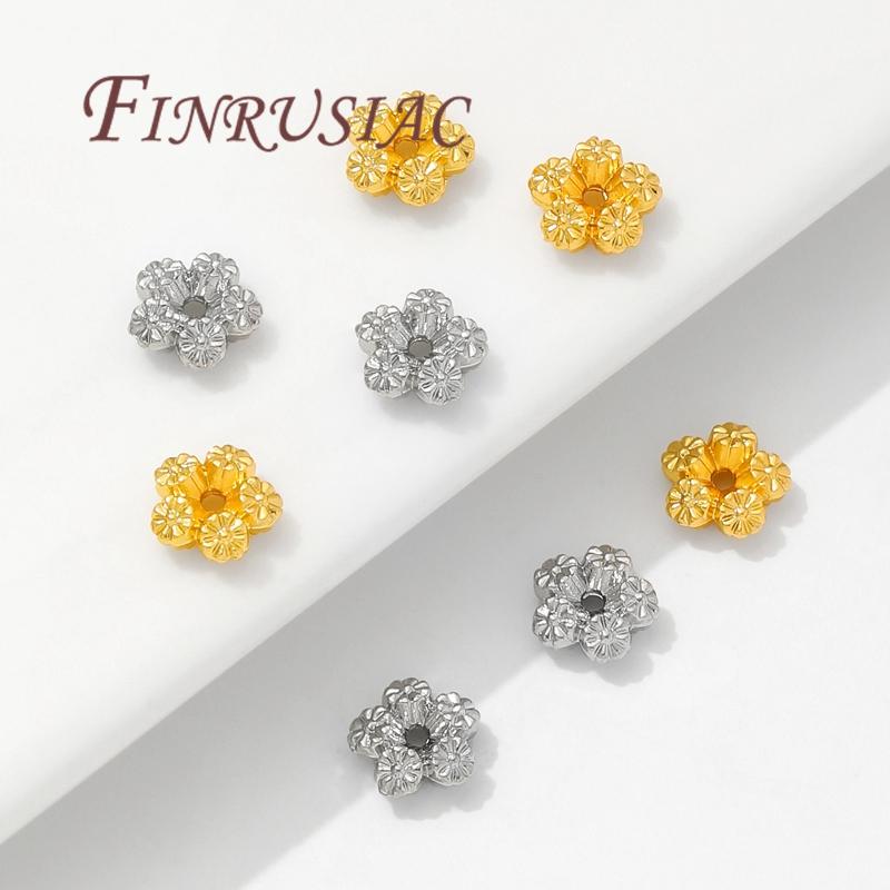 18K Gold Plated Spacer Beads For Jewelry Making,Brass Flowers Beads,Separators For Beads,DIY Bracelets Accessories