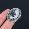 925 Silver Oval Natural Dendrite Opal Statement Mother Engagement Ring US 6.5