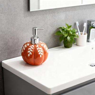 460ml Halloweenský dávkovač mýdla dýně Keramický plnitelný dávkovač na mýdlo na ruce nebo na nádobí Podzimní koupelna