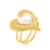 French Heart Pearl Ring: Romantic Stainless Steel with 18K Gold Plating - Fashionable Women's Jewelry 