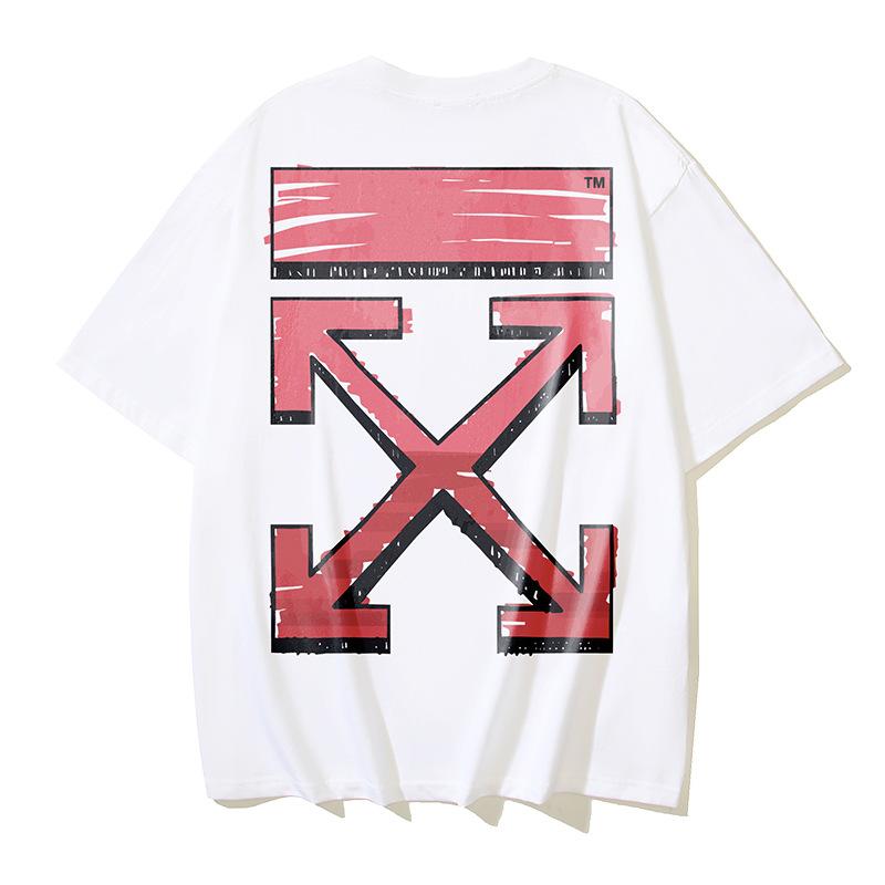 Off-White 2026 Summer New Graffiti Arrow Pattern Printed Short Sleeved T-shirt for Men and Women