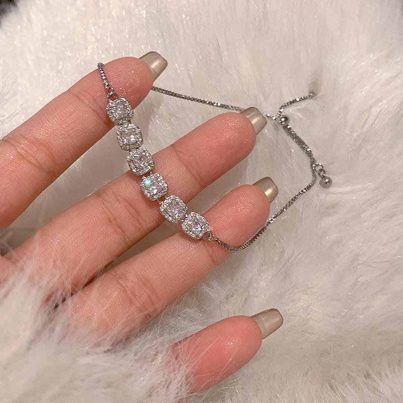 Zircon glass bead square love adjustable bracelet trendy fashion bracelet light luxury high-end jewelry women