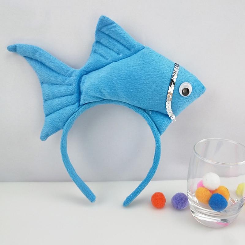 Students Taking Photo Hairband Stuffed Fish Shape Hair Hoop for Halloween