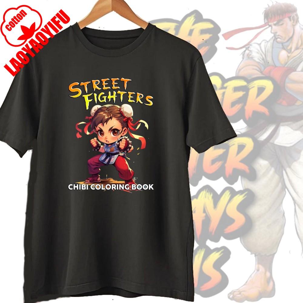 Street Fighter Chun-Li Ryu Printed Y2K New Couple Cotton T-Shirts Men Women Streetwear Casual Harajuku Retro Unisex Tee Top
