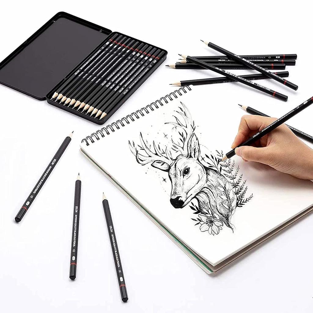 12 Pcs Drawing Pencil Set Sketching Kit Artist Pencil Set Graphite Pencil Set