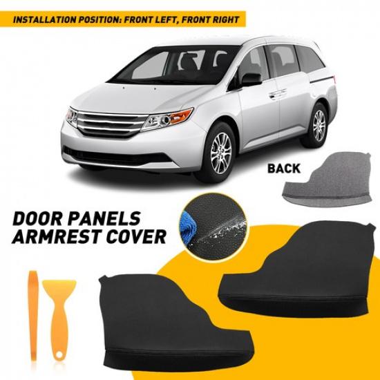2X Black Fit Odyssey Armrest 2011-17 New Door Replacement Cover Leather