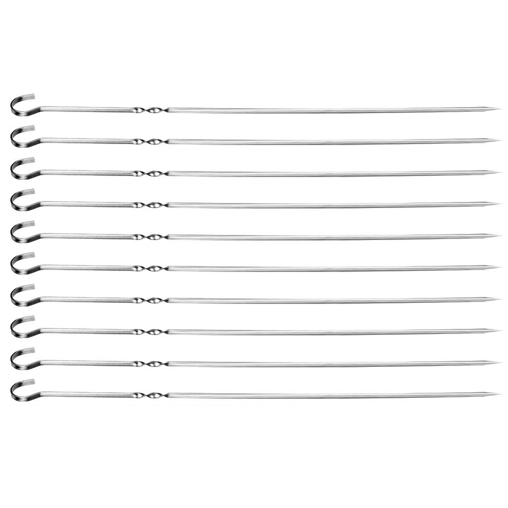 10Pcs Stainless Steel Barbecue Flat Skewer Grilling Tool for Party Outdoor Activities