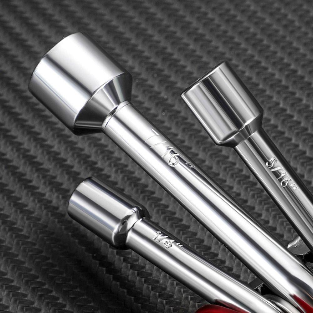 Metric or Imperial 6 in 1 Socket Wrench Portable Folding Nut Driver Set  Mechanics