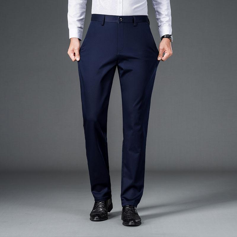 Men's Lightweight Business Casual Pants with Micro Elasticitymen's Quick Drying Pantsnew Straight Leg Office Black Deep Bluepant