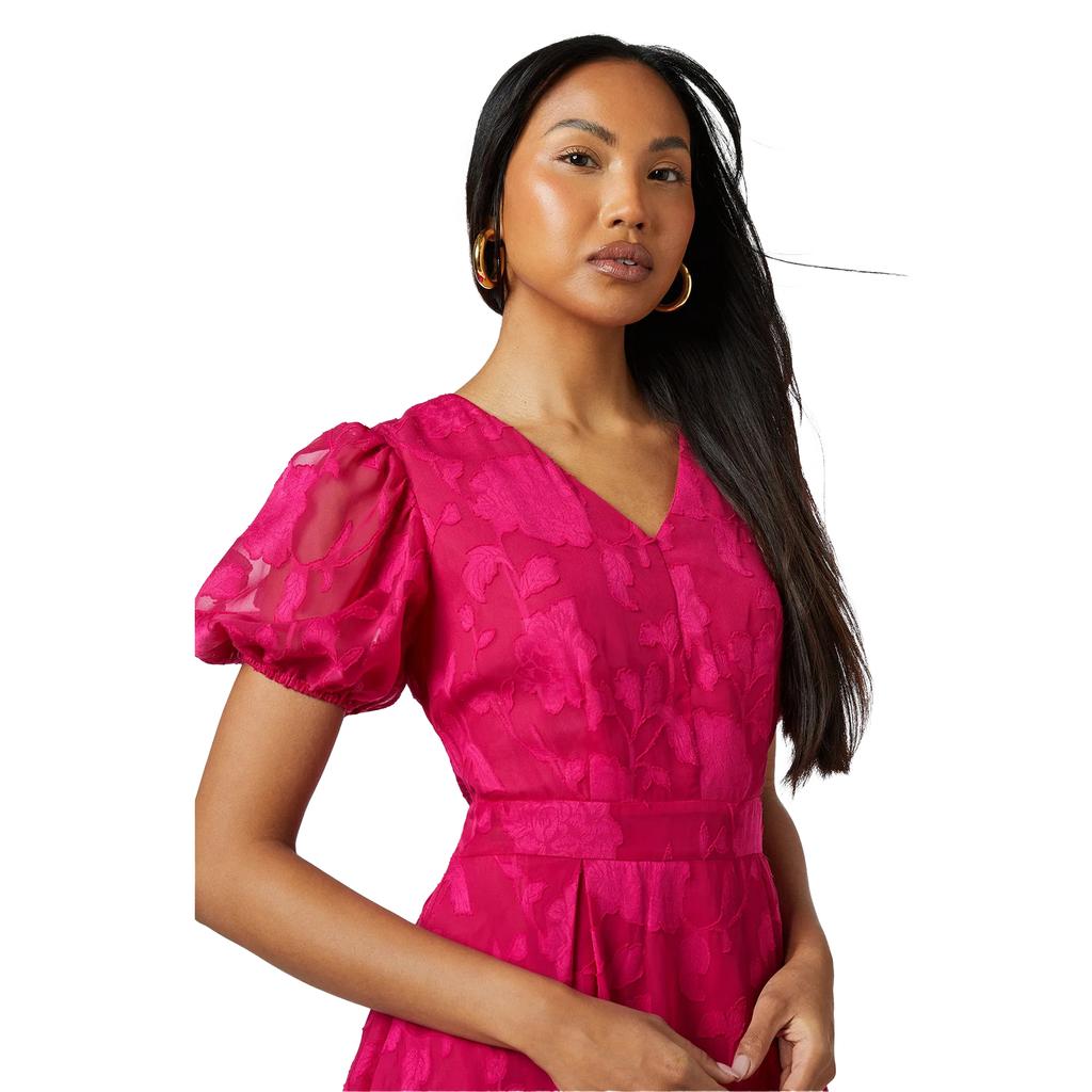 Principles Womens/Ladies Floral Jacquard Puff Sleeve Midi Dress