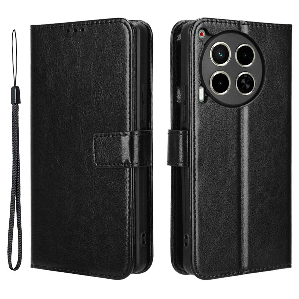 

Для TECNO Camon 30 4G/Camon 30 5G CL6/CL7 Чехол для телефона Текстура Crazy Horse Кожаный чехол-кошелек Black