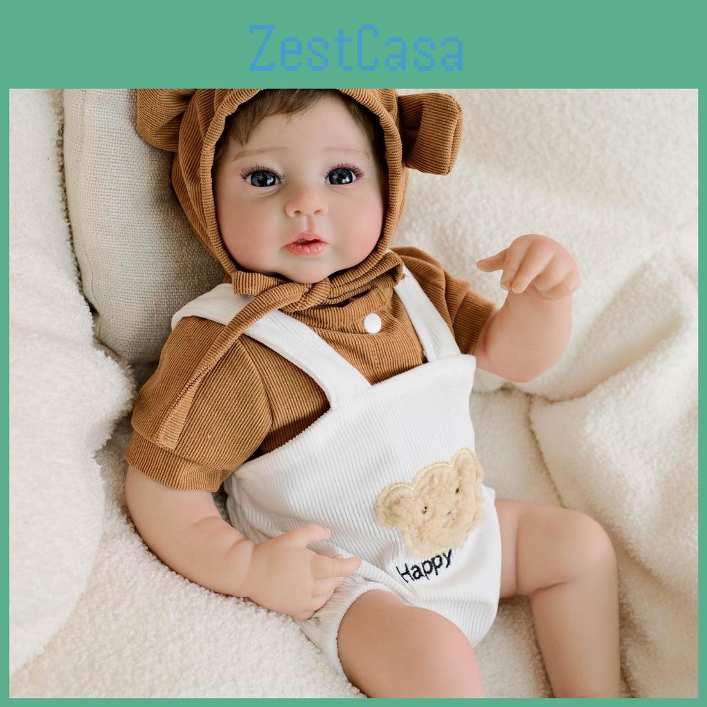 Silicone Baby Doll With Bear Overalls For Collectors And Gift Buyers