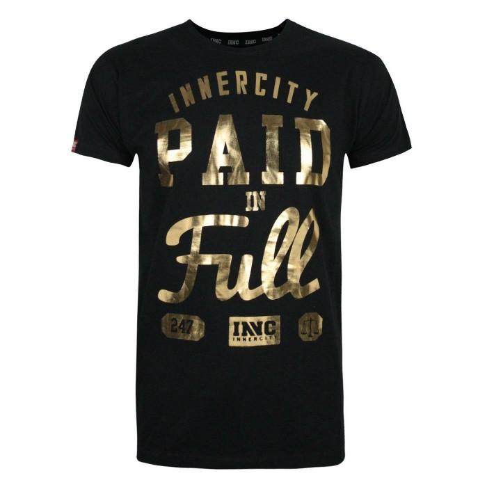 Camiseta masculina INNERCITY paga em folha completa L preto