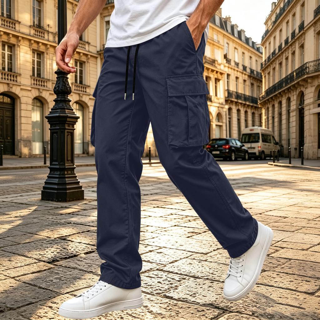 Men's Casual Multi-Pocket Cargo Pants for Sports and Everyday Wear
