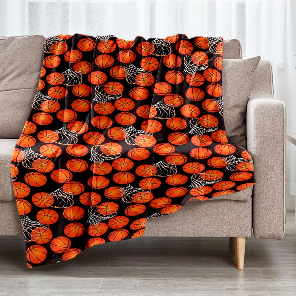 Basketball Theme Printed Blanket - Perfect for Couch, Bed, Travel & Outdoor Use | Machine Washable, Cozy & Durable.