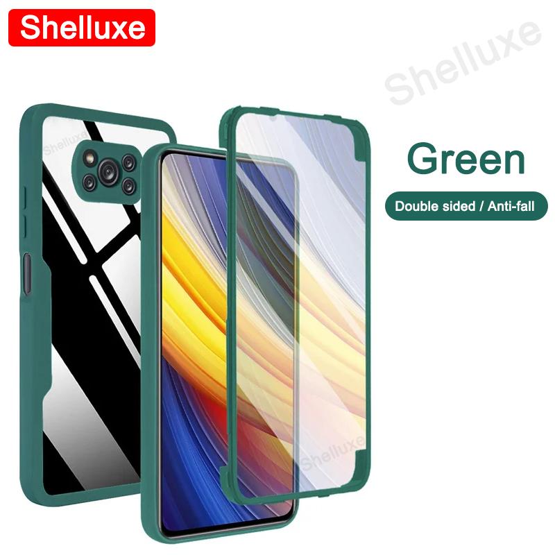 

Прозрачный чехол Shelluxe на 360 градусов для всего корпуса (передняя + задняя часть) для Xiaomi POCO X3 Pro X3Pro X3NFC PocoX3 NFC Силиконовый двусторонний чехол для телефона POCO X3 NFC зелёный