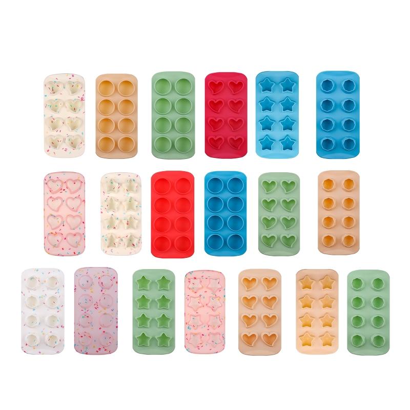8 Cells ice cubes Moulds Flexible Food Grade Silicone DIY Ice Tray Kitchen Ice Makers for Wine Cocktails 14 Styles
