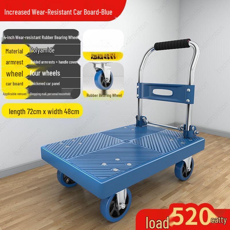 Compact Folding Four-Wheel Cart for Silent Goods Transport