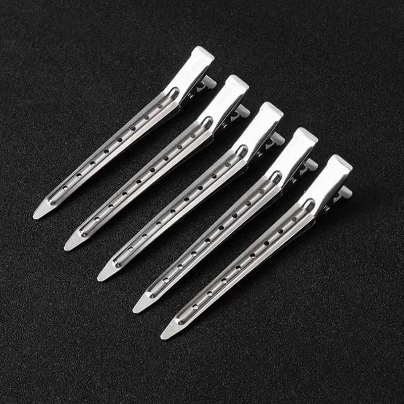 10Pcs/Lot Crocodile Leather Hairpins Duck Bill Hairpin Rust-proof Metal Hairpin with Holes for Curly Hair Styling Partition Clip
