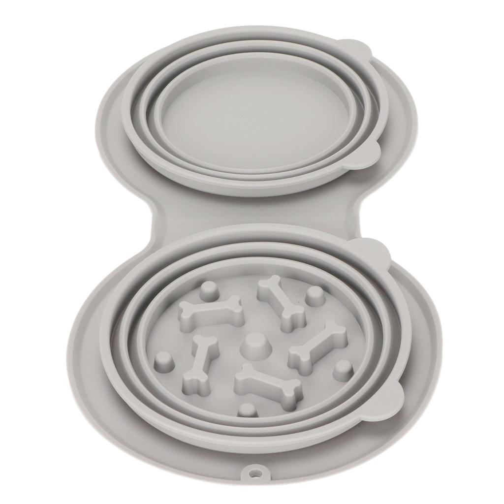 Zusammenklappbarer Hundenapf Verdickter Faltbarer Tragbarer Wandmontierter Silikon Haustier Doppelnapf zum Spazierengehen