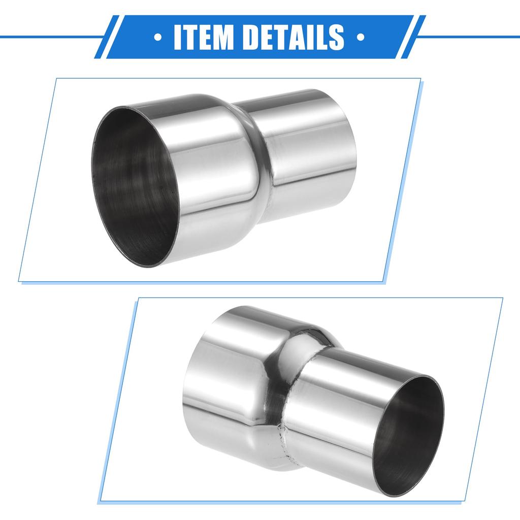 ABSOPRO Exhaust Pipe Adapter Connector 51mm ID to 64mm Universal for and Durable Stainless Silver 2 Pieces Reducer, ID, Cars, Trucks, Pickups, Steel,