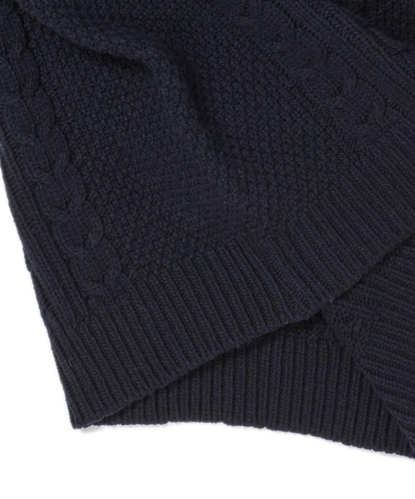 BEYOND CLOSET [Collection Line] Hockney Color Palette Fisherman Wool Knit Navy