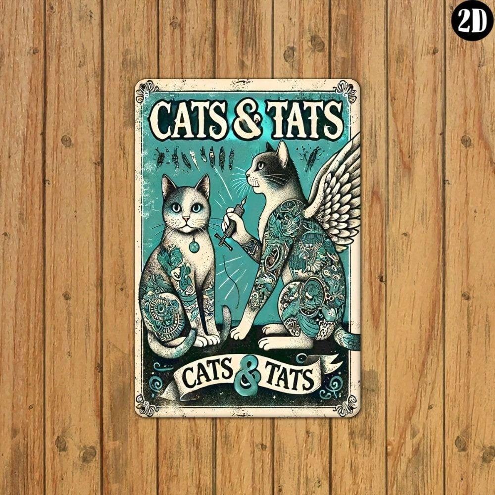 

Vintage Metal Poster Cat Tattoo Wall Decor Home Gift