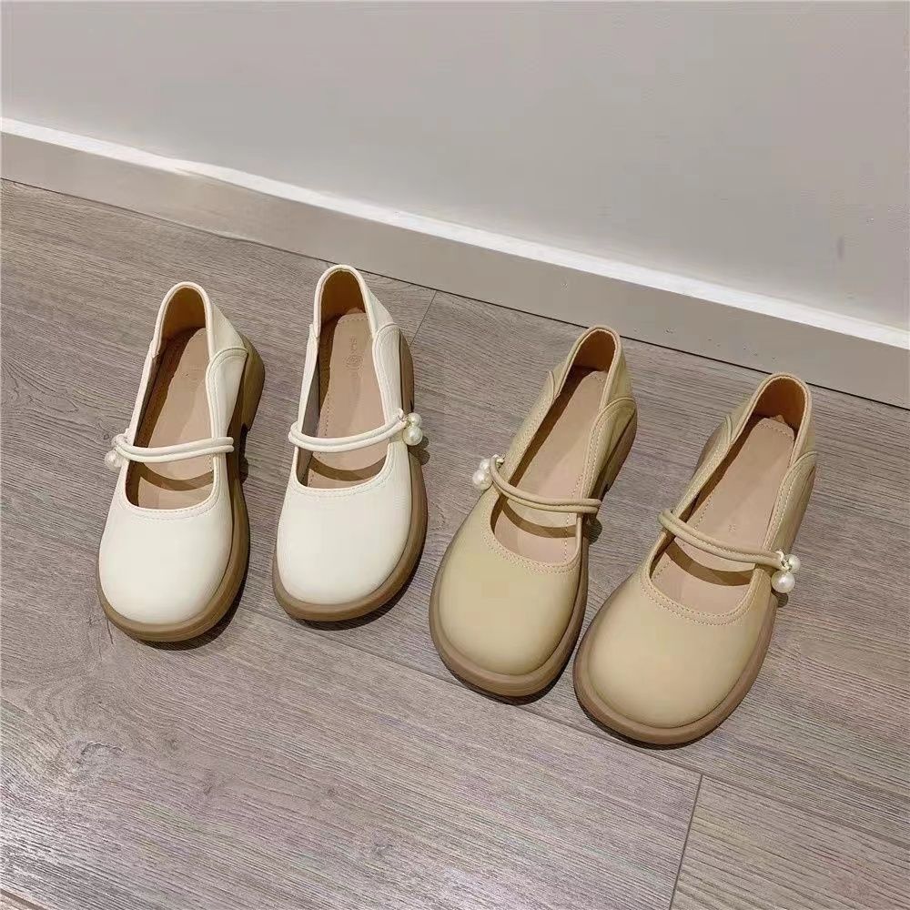 Korean Version of Soft-soled Mary Jane Small Leather Shoes Women's Summer 2025 New Flat-soled Pearl French Versatile Ins Tide