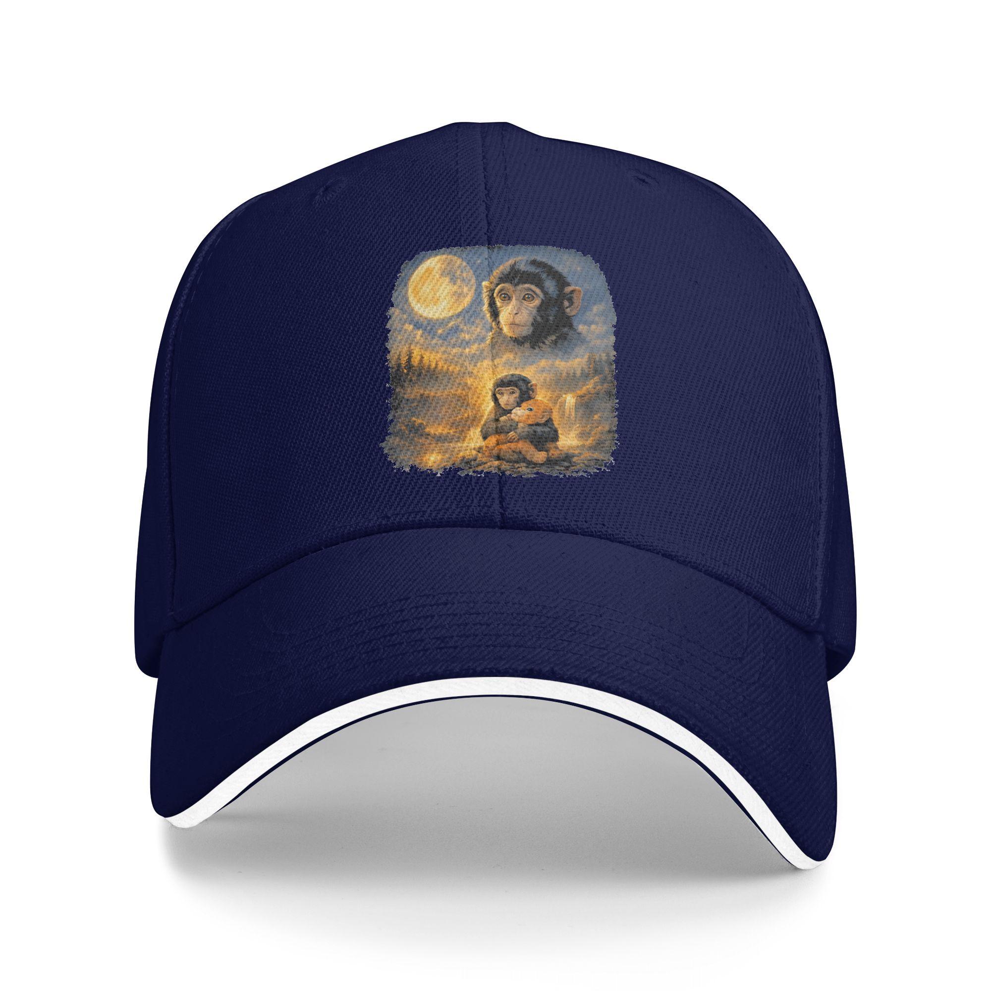 

Summer Casual Baseball Cap Punch Monkey Moon 90s Retro Animal Outdoor Gym Trucker Hat For Men Quality Streetwear Baseball Caps As Picture темно-синього кольору