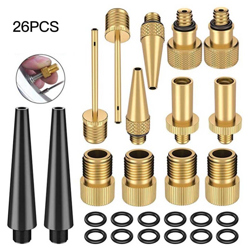 26PCS Pack Bike Valve Adapters - Ergonomic Pump Connectors for Schrader, Presta, Dunlop Inflation