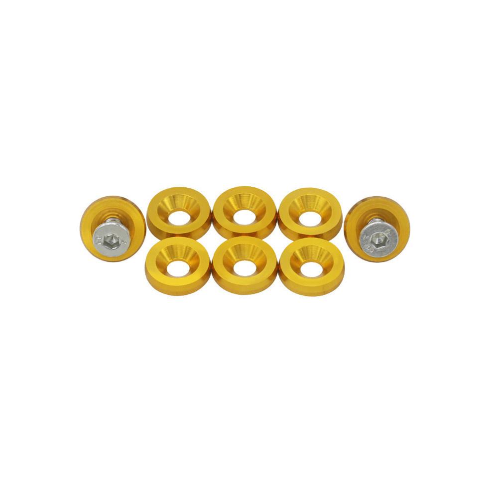10 Pcs M6 x 20MM Light Golden Billet Aluminum Fender Washers Screw Dress Up Kit