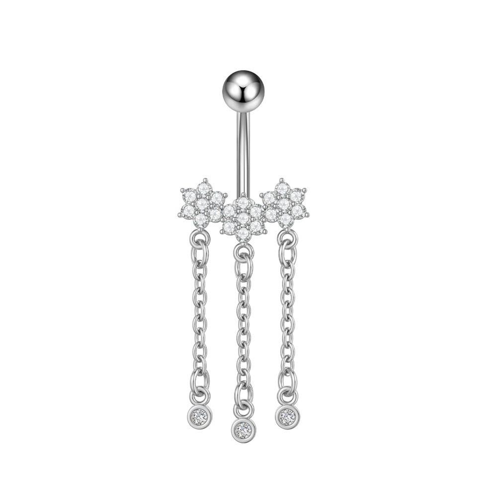 Elegant Belly Navel Stud Stainless Steel Navel Button Butterfly Chain Navel Ring Seaside