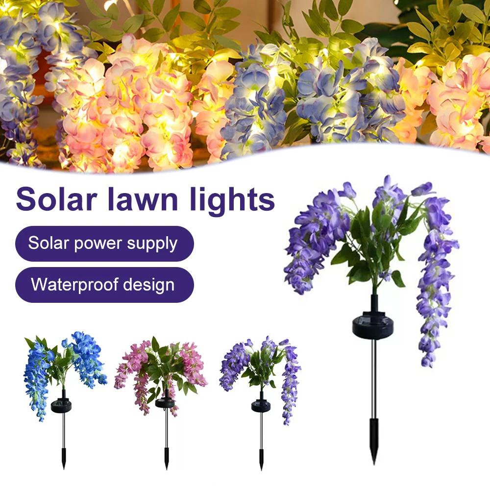 2X Solcelle Hagelys Kunstige Wisteria Blomster Solcellelys Utendørs Hagebelysning, LED Hage Solcellelys For Gårdsplass/Terrasse/Landskap/Gangvei