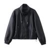 Women's Petite Leather Stand-Collar Jacket - Slimming, Stylish Motorcycle Style, Spring 2026 Fashion