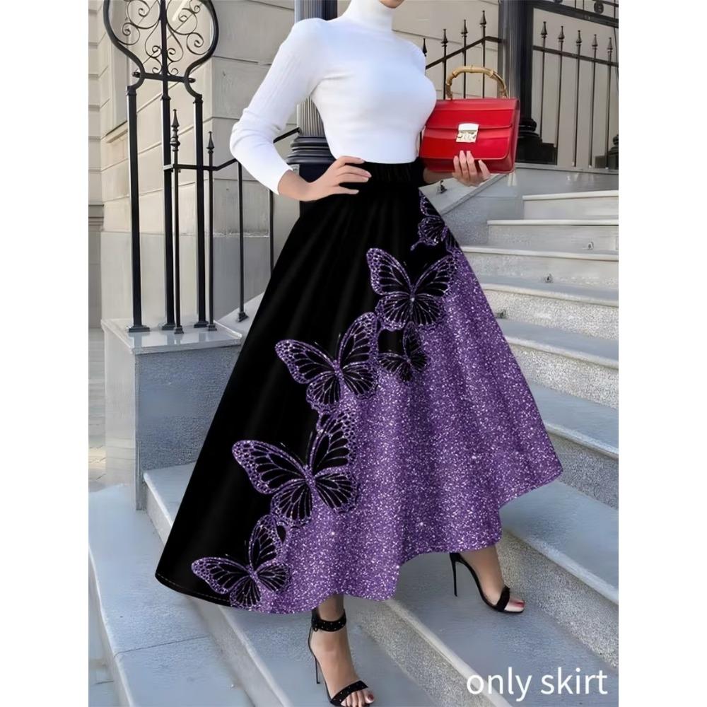 Printed Design Four Seasons Leisure Style Geometric Abstract Design Printed Half Skirt