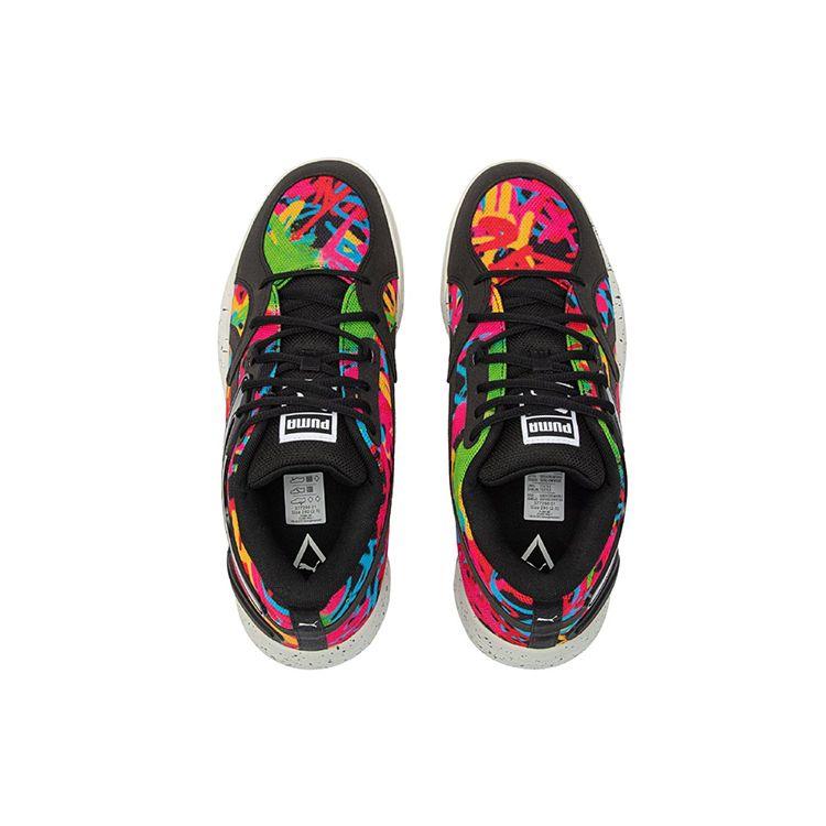 Puma Trc Blaze Court Round Toe Lace-Up Shock Absorbing Non-Slip Durable Low-Top Basketball Shoes Unisex Sneaker Black Red Blue 377296-01