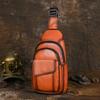 Leather Chest Bag, Men's Retro Backpack, Crossbody Bag, Top Layer Cowhide Casual Sports Shoulder Bag