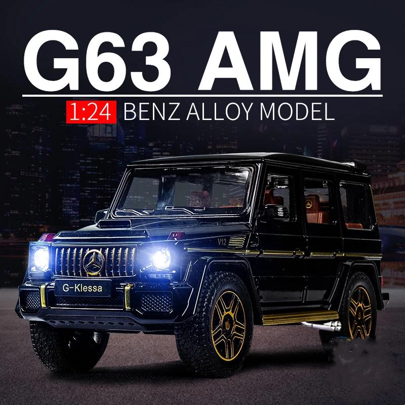 1/24 Benz G63 SUV Model auta ze slitiny Diecast & Hračka Kovové terénní vozidlo Model auta Simulace Zvuk Světlo Sběratelská hračka Dárek