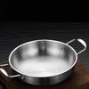 Dual Loop Handle Frying Pans 1350ML Thicken Stainless Steel Flat Bottom Skillet for Cooking Seafood Fried Rice Silver