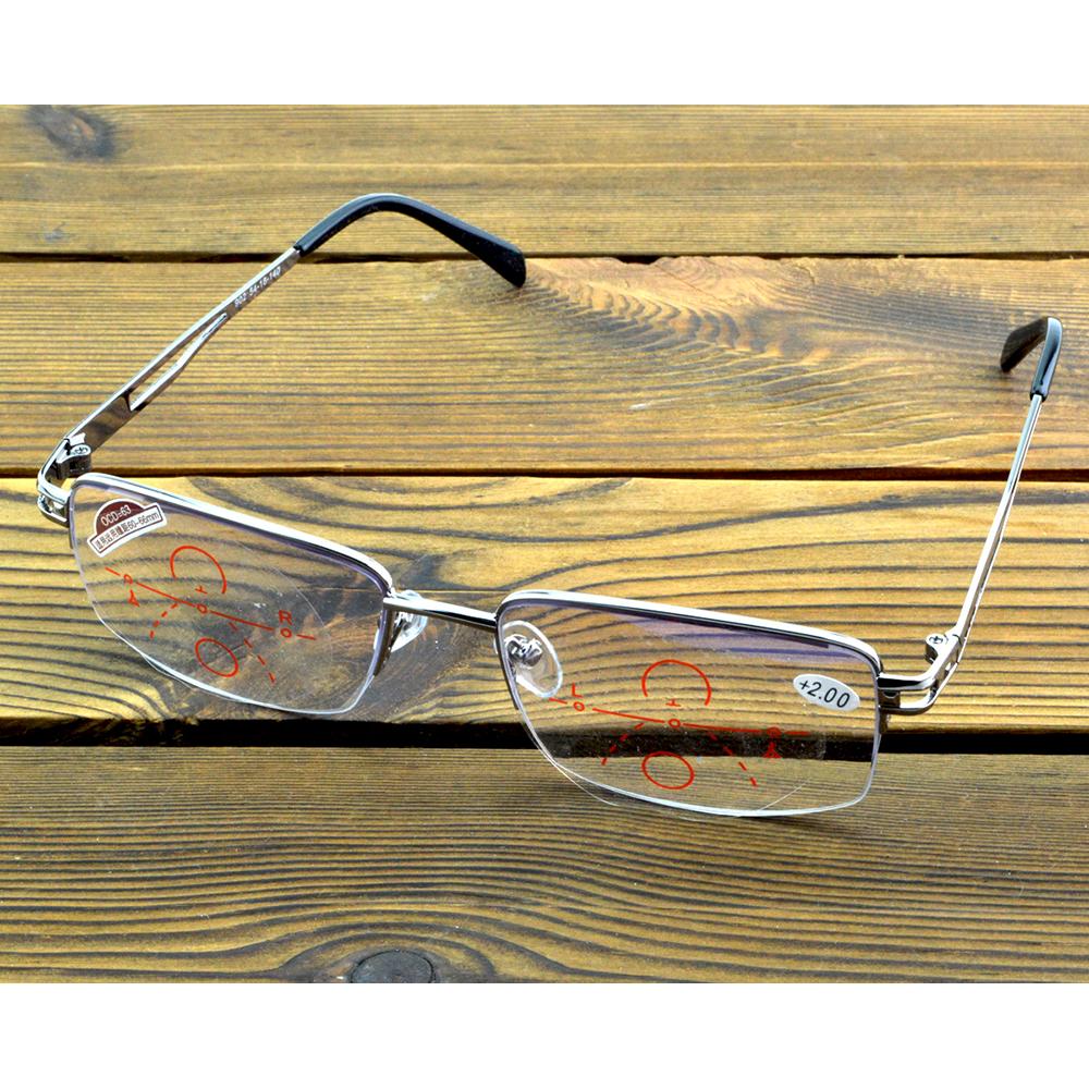 Прямоугольные прогрессивные мультифокальные очки для чтения в полуободке — фото 3