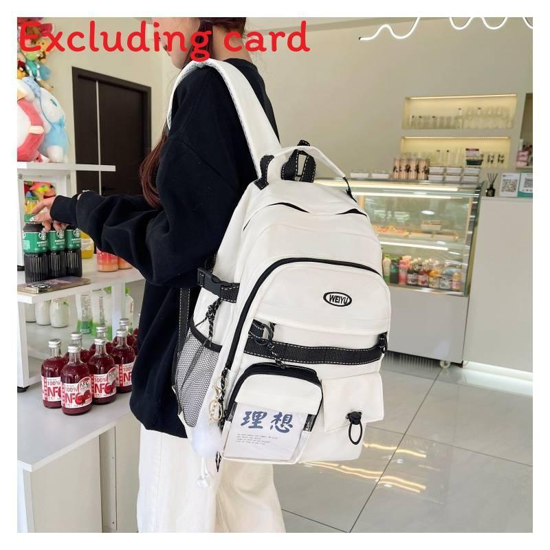 Canvas School Backpack For Girls With Letter Embroidery Transparent Compartment Design For High School Use белый