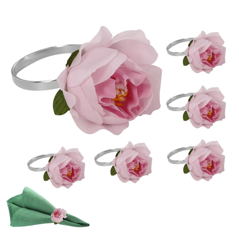Napkin Holders For Cloth Napkins Alloy Artificial Flower Napkin Rings 6pcs Gold Plated Decorative Serviette Buckles Adornment