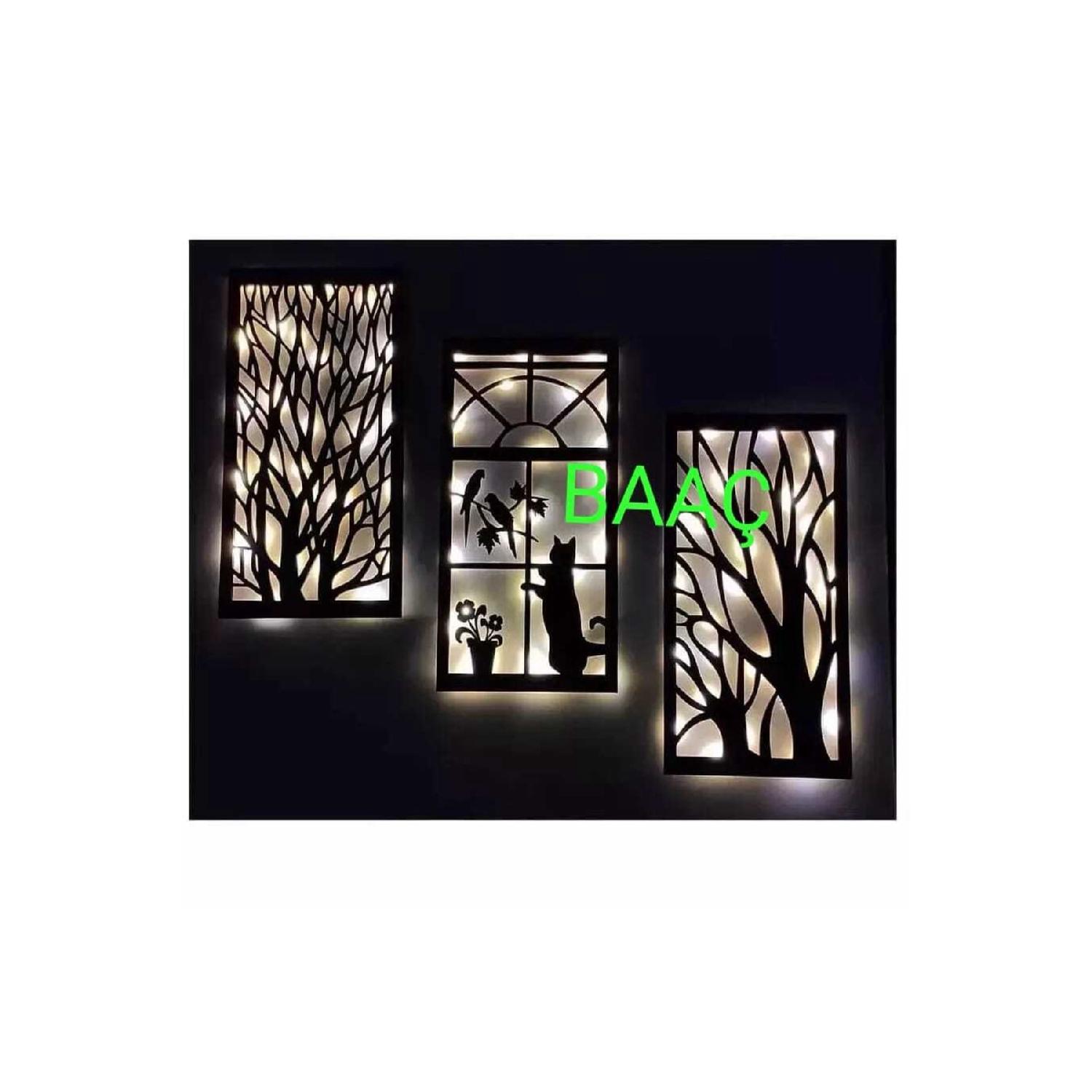 

Декоративная деревянная настенная живопись из 3 предметов с подсветкой 25 x 50