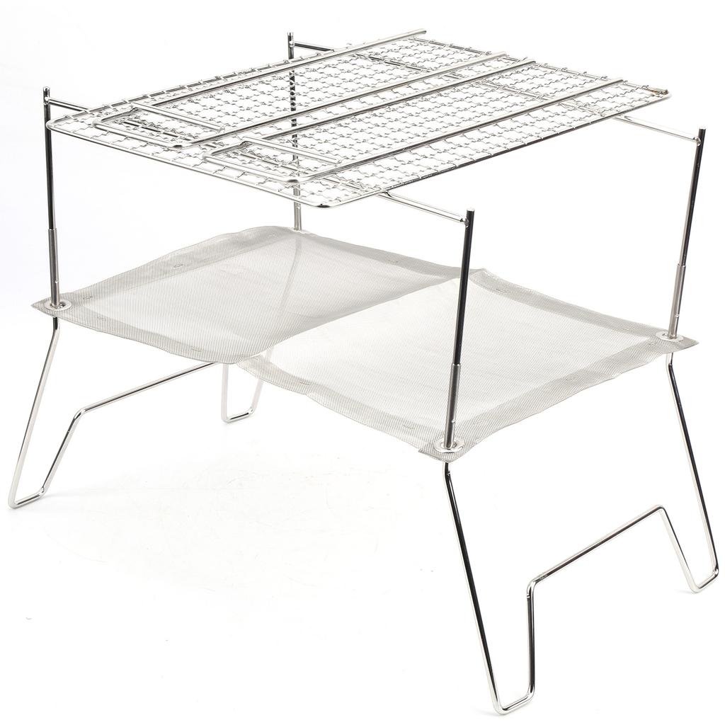 Edelstahldraht Outdoor Grillofen Faltbarer Grill mit Backnetz BBQ Camping