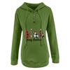Women  Winter Casual Christmas Fashion Print Hooded Button Sweatshirt