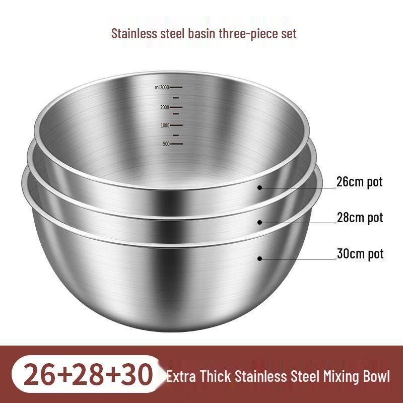 

HANDUNYOU 3-Piece Extra Thick 304 Stainless Steel Mixing Bowls Set