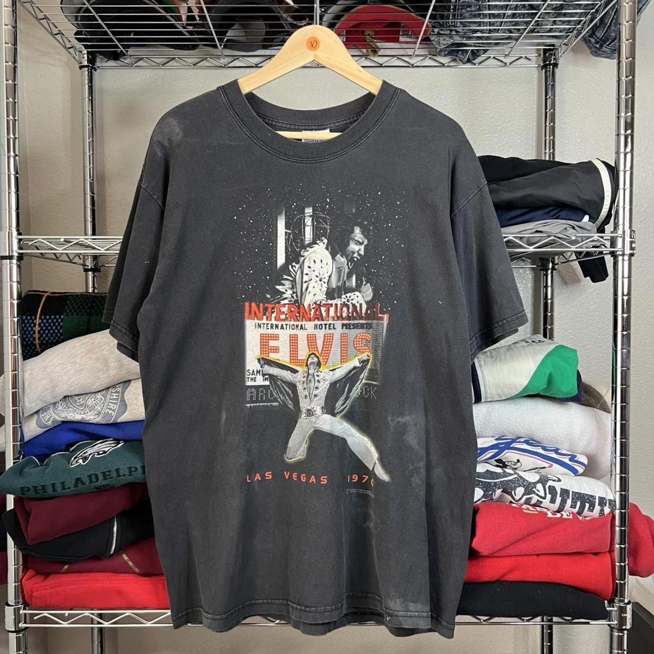 2001 faded black Elvis Presley singer graphic tee L