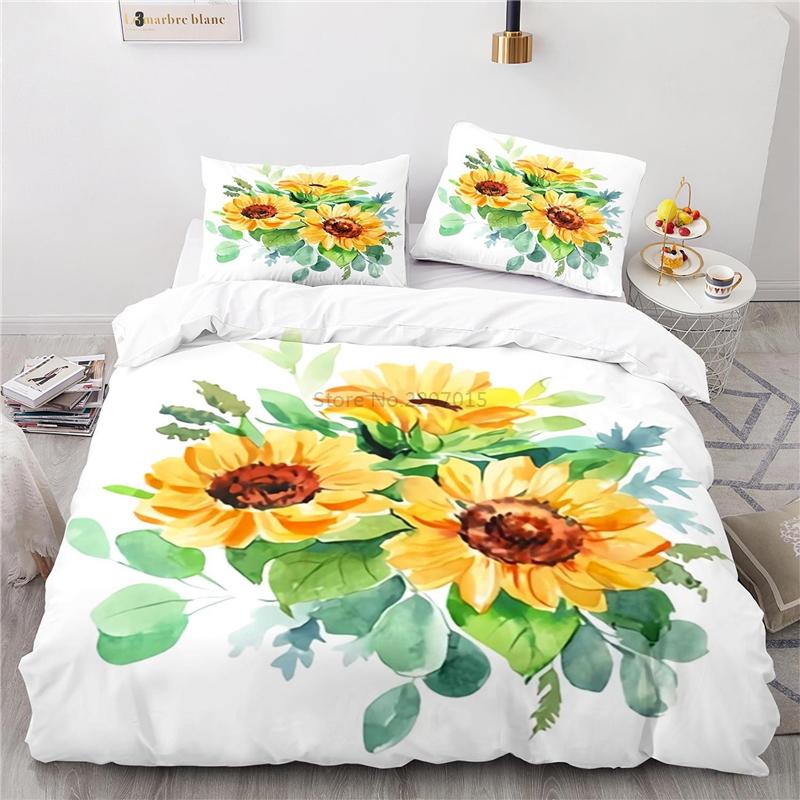 Sunflower Flower Printed Bedding Set Art Home Decoration 3d Duvet Cover Pillowcase Single Double Twin Full Queen King Bedclothes