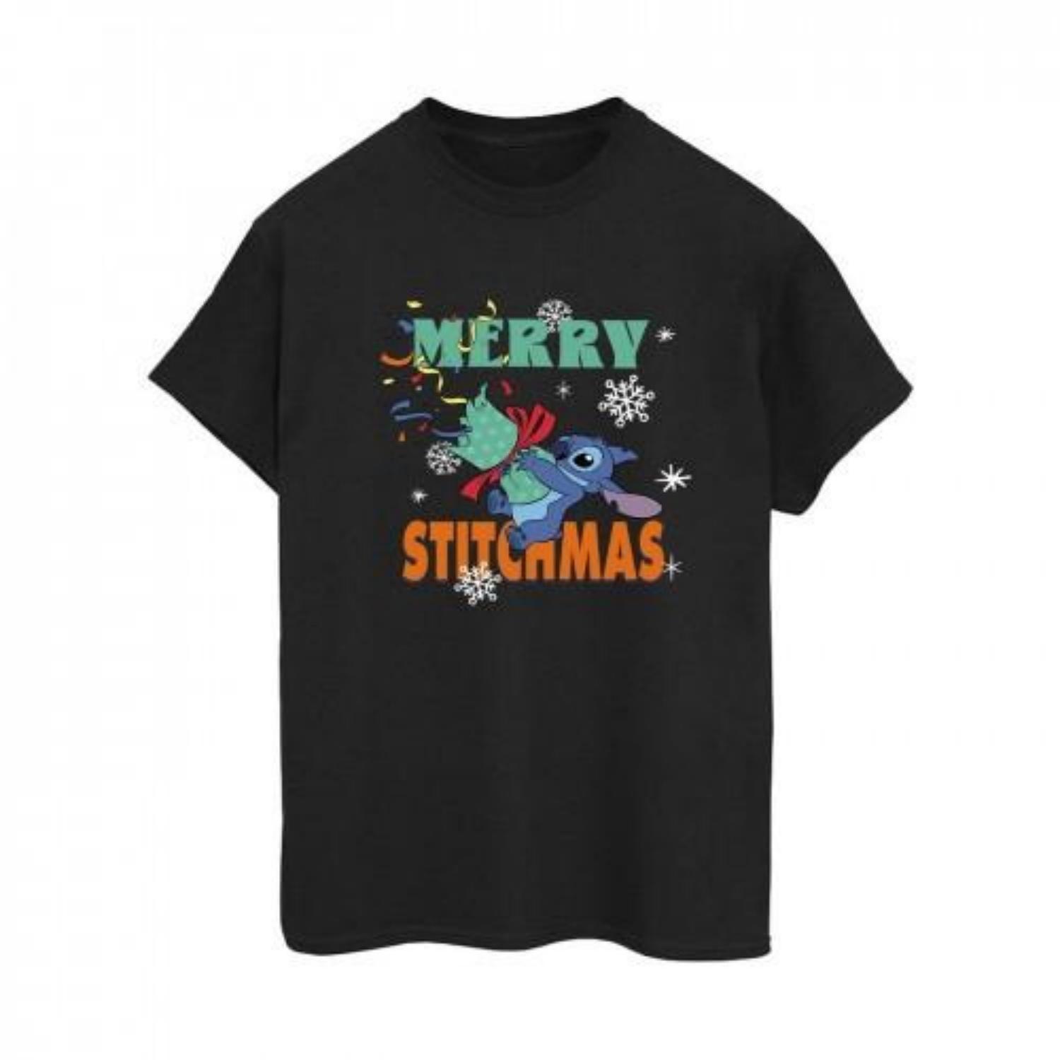Lilo & Stitch Womens_Ladies Merry Stitchmas Cotton Boyfriend T-Shirt S