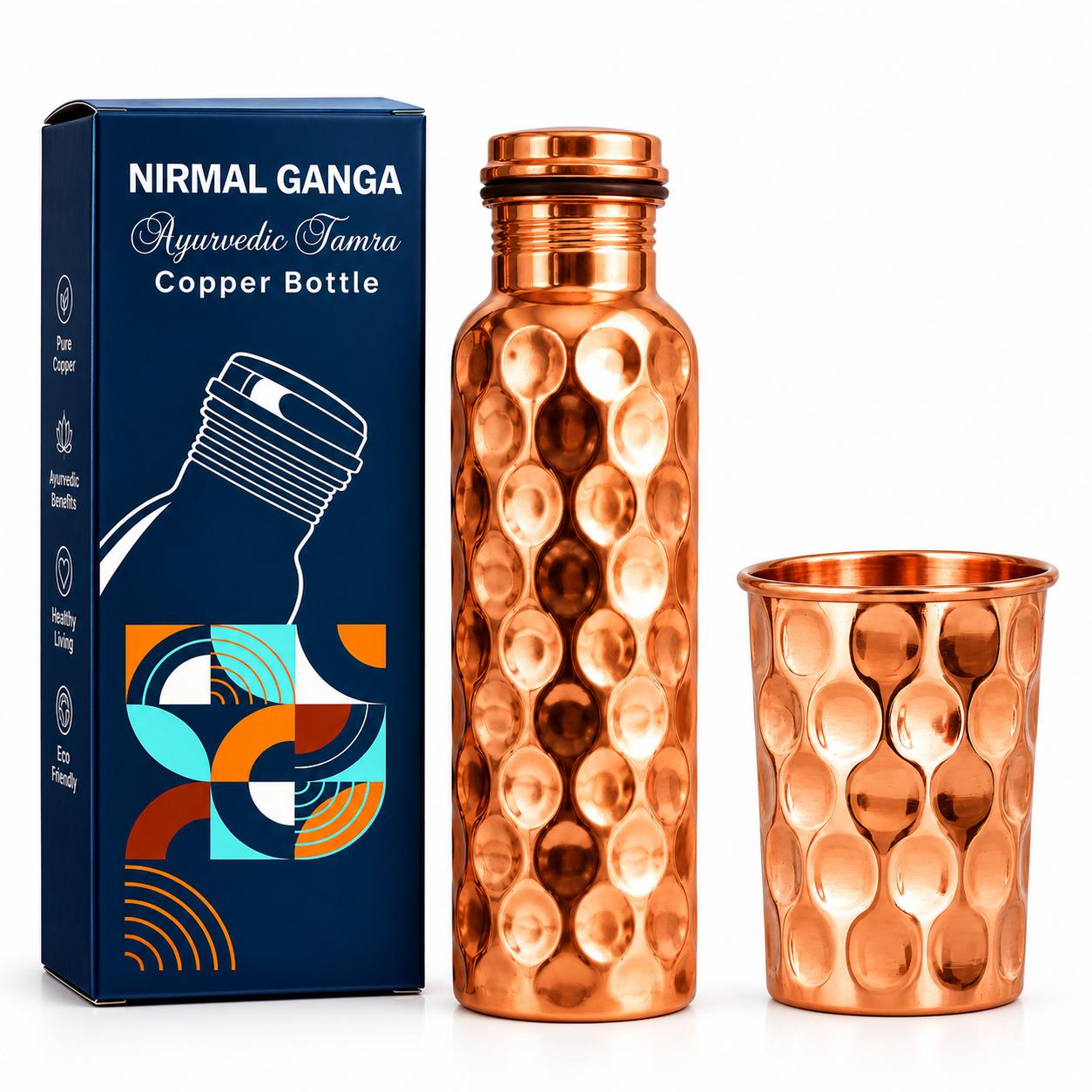 Nirmal Ganga Diamond Design Copper Bottle
